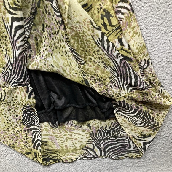 She's Cool Midi Sun Dress Womens Juniors XL Green Zebra Print‎ Babydoll Lined - Picture 13 of 14